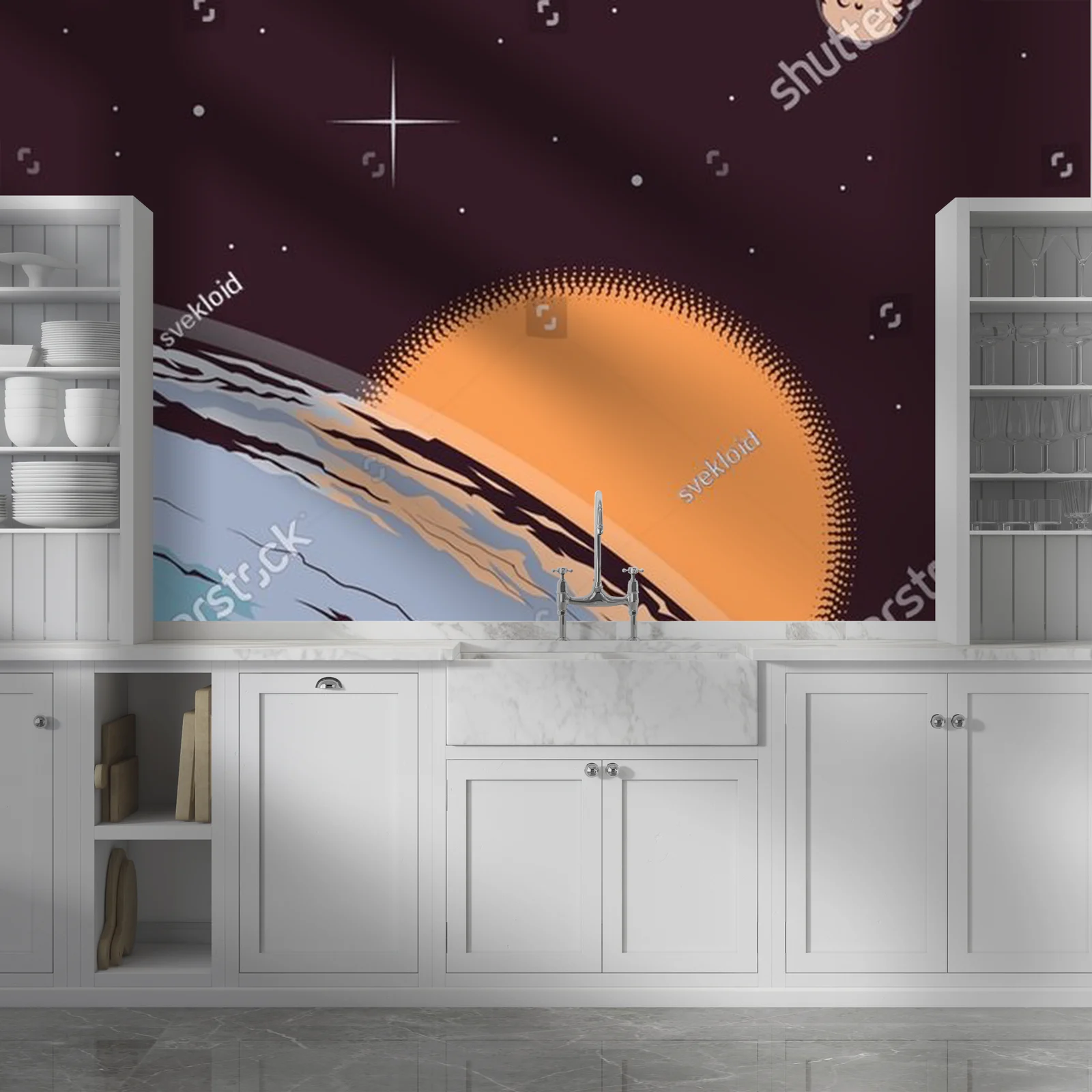 Retro Astronomia: Księżyc i Planety w Vintage Stylu