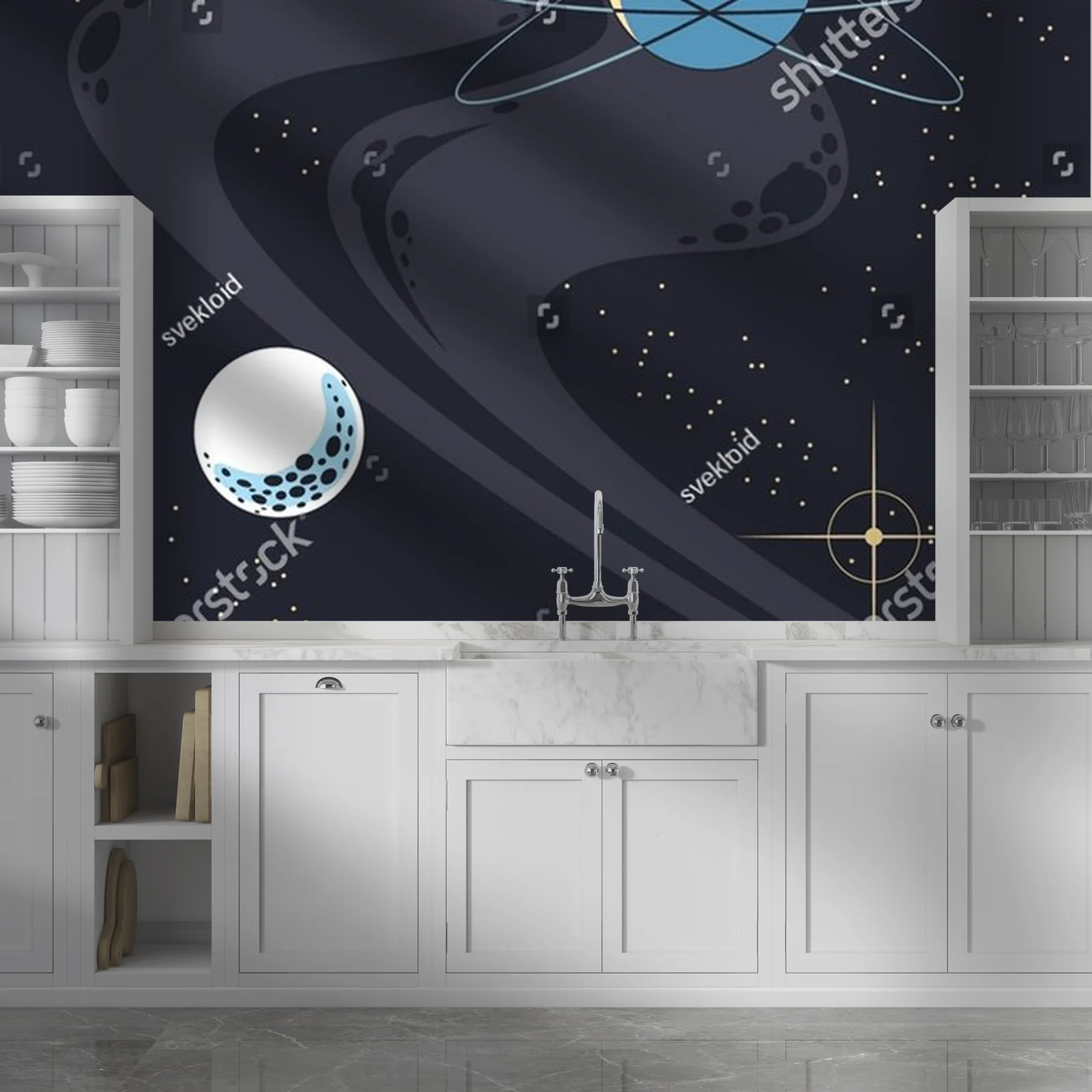 Nostalgiczna abstrakcja astronomiczna w ciemnych barwach