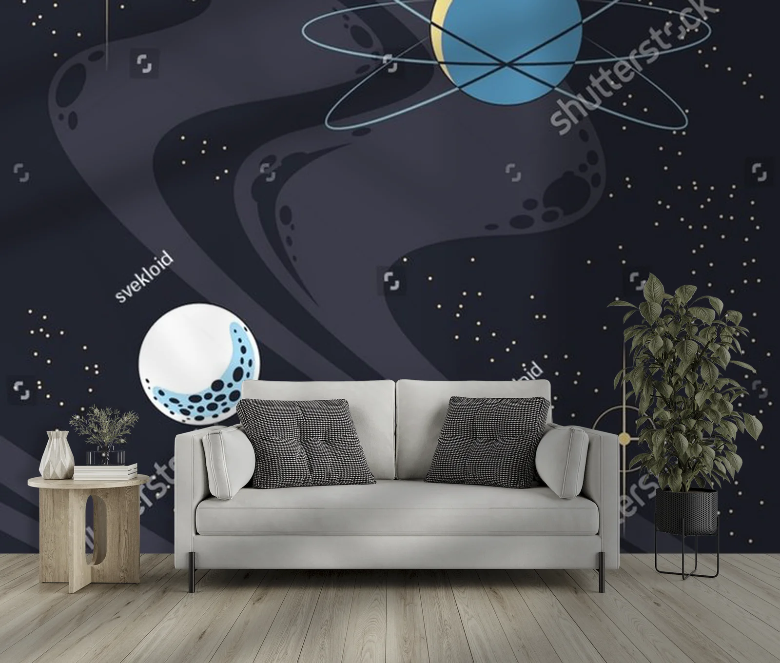 Nostalgiczna abstrakcja astronomiczna w ciemnych barwach