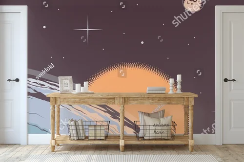 Retro Astronomia: Księżyc i Planety w Vintage Stylu