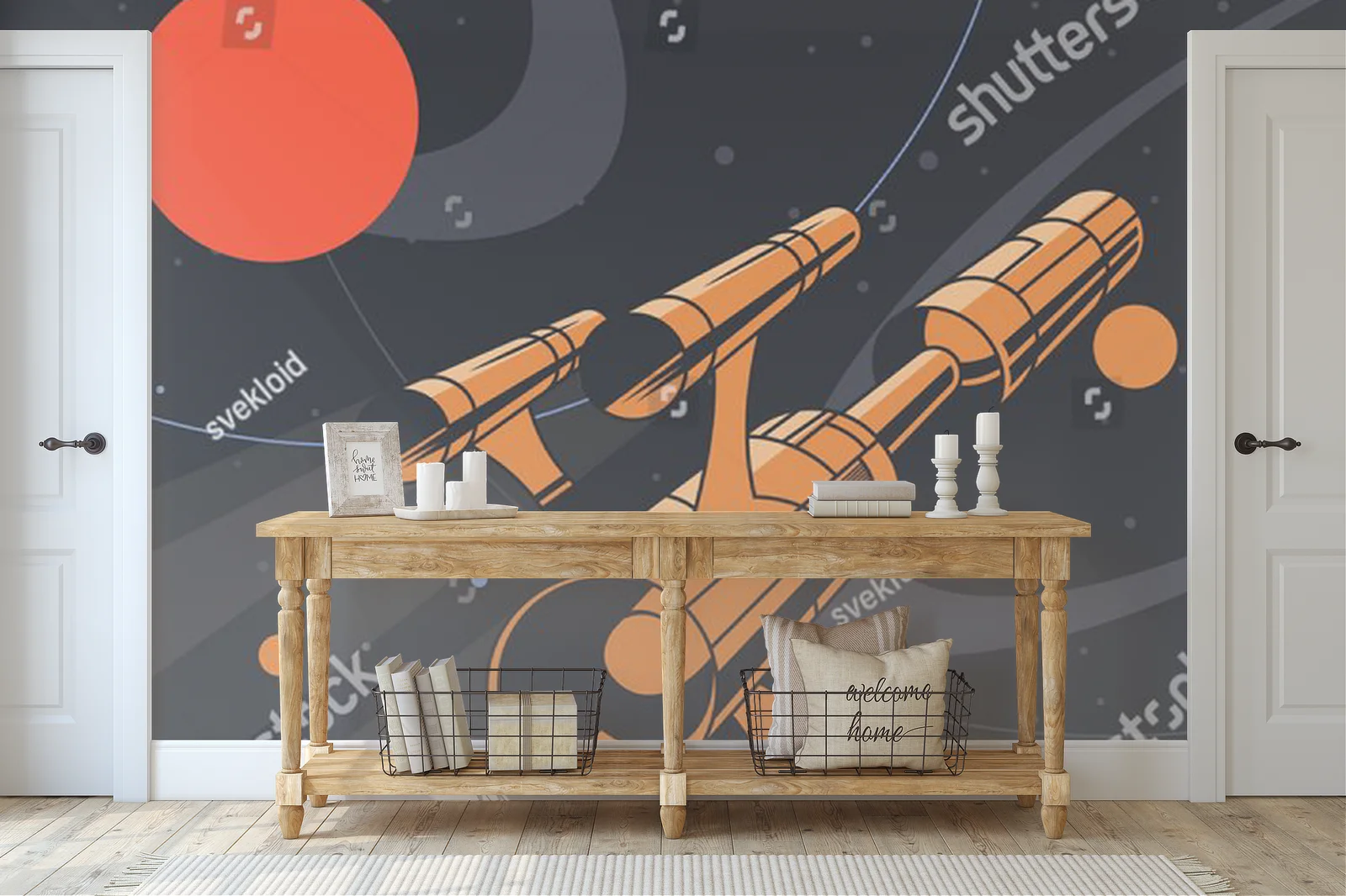 Kosmiczna przestrzeń w stylu retro-futurystycznym
