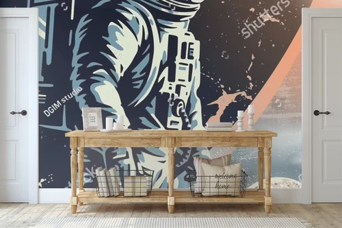 Wielobarwna podróż kosmiczna w retro stylu