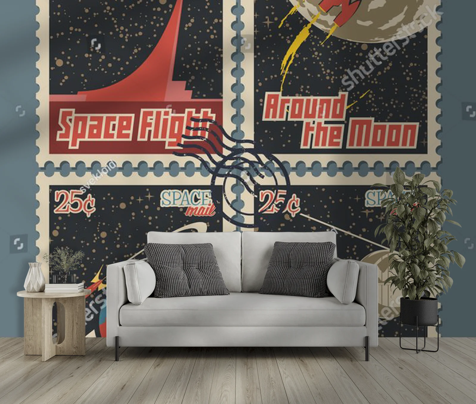 Z retro-futurystycznymi znaczkami w kosmos