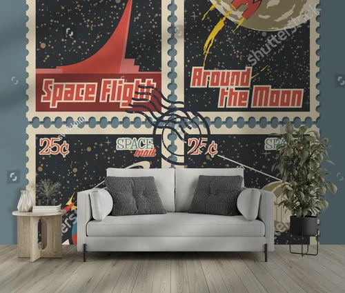 Z retro-futurystycznymi znaczkami w kosmos