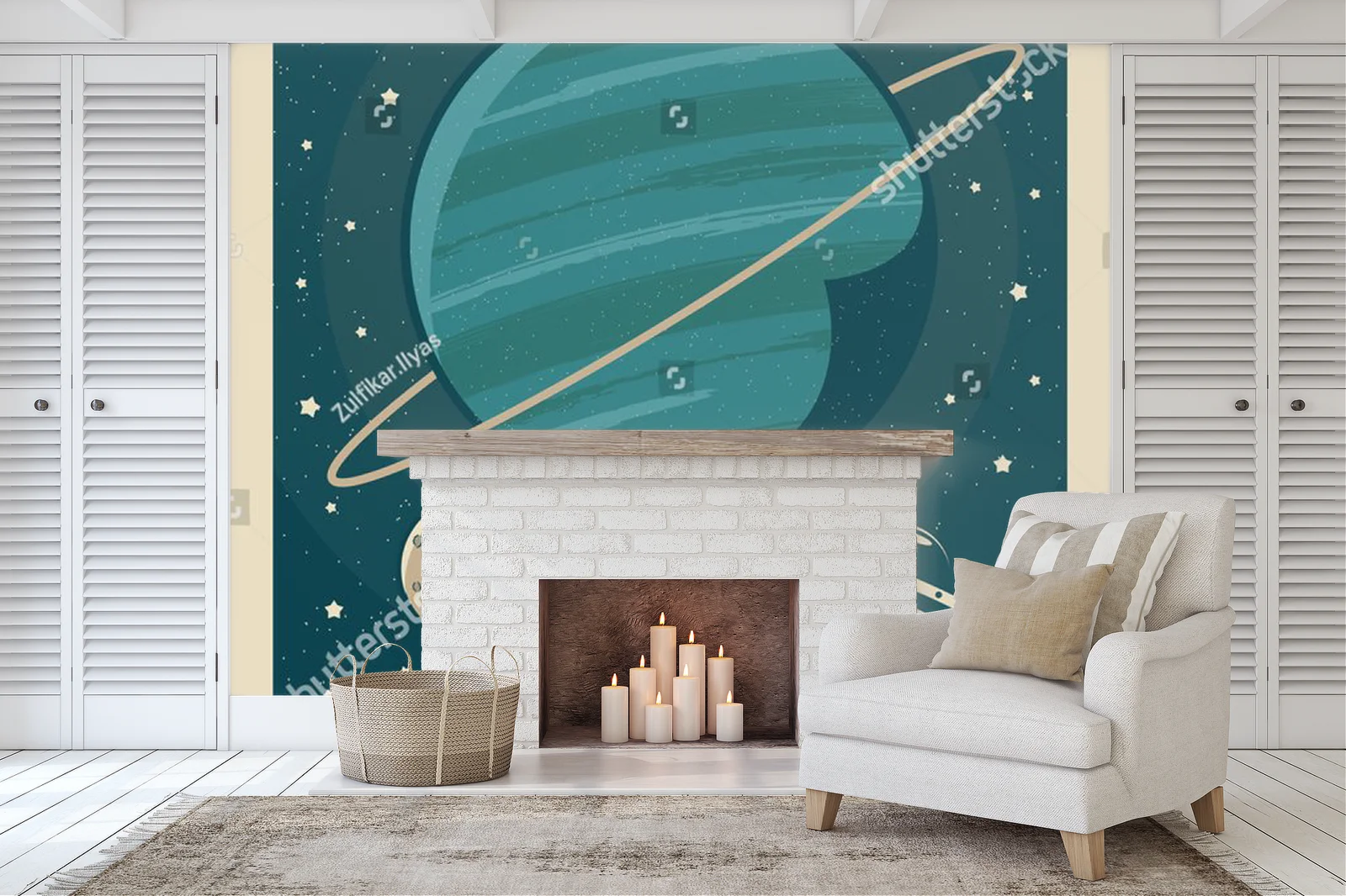 Retro plakat z UFO odkrywającym planetę Neptun