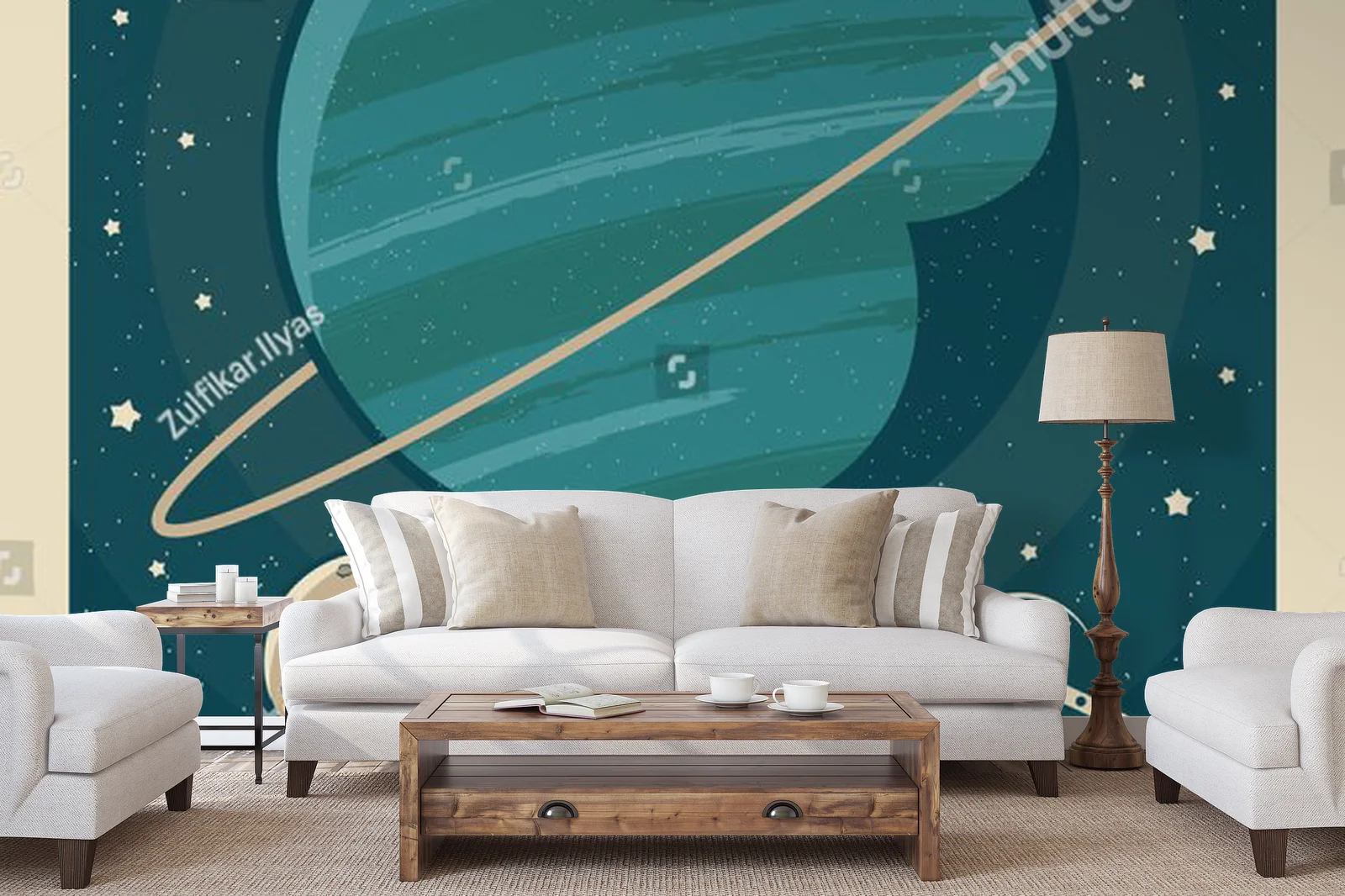 Retro plakat z UFO odkrywającym planetę Neptun