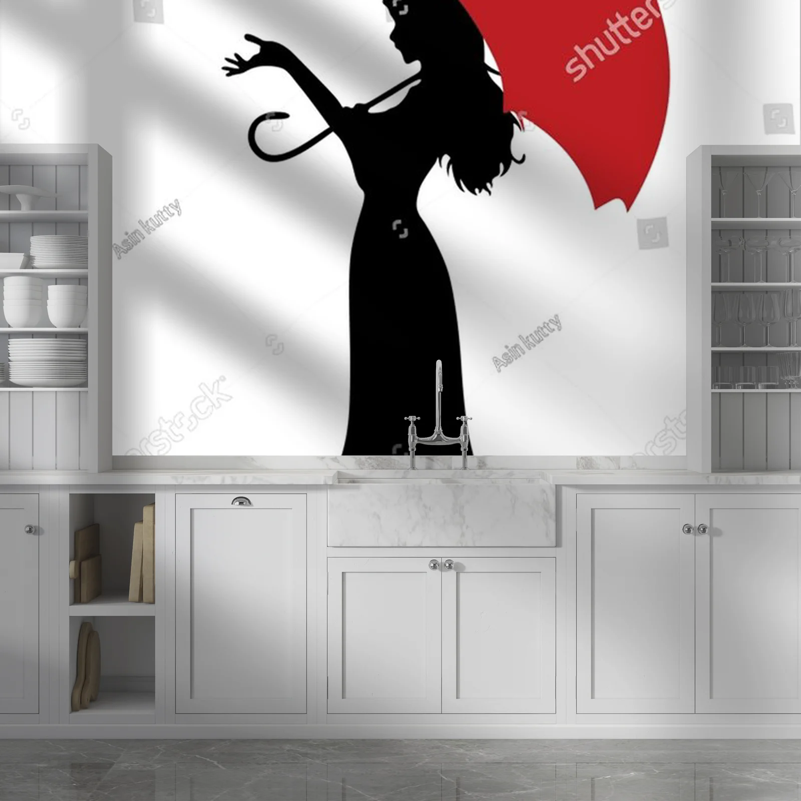 Elegancka sylwetka dziewczynki z parasolką
