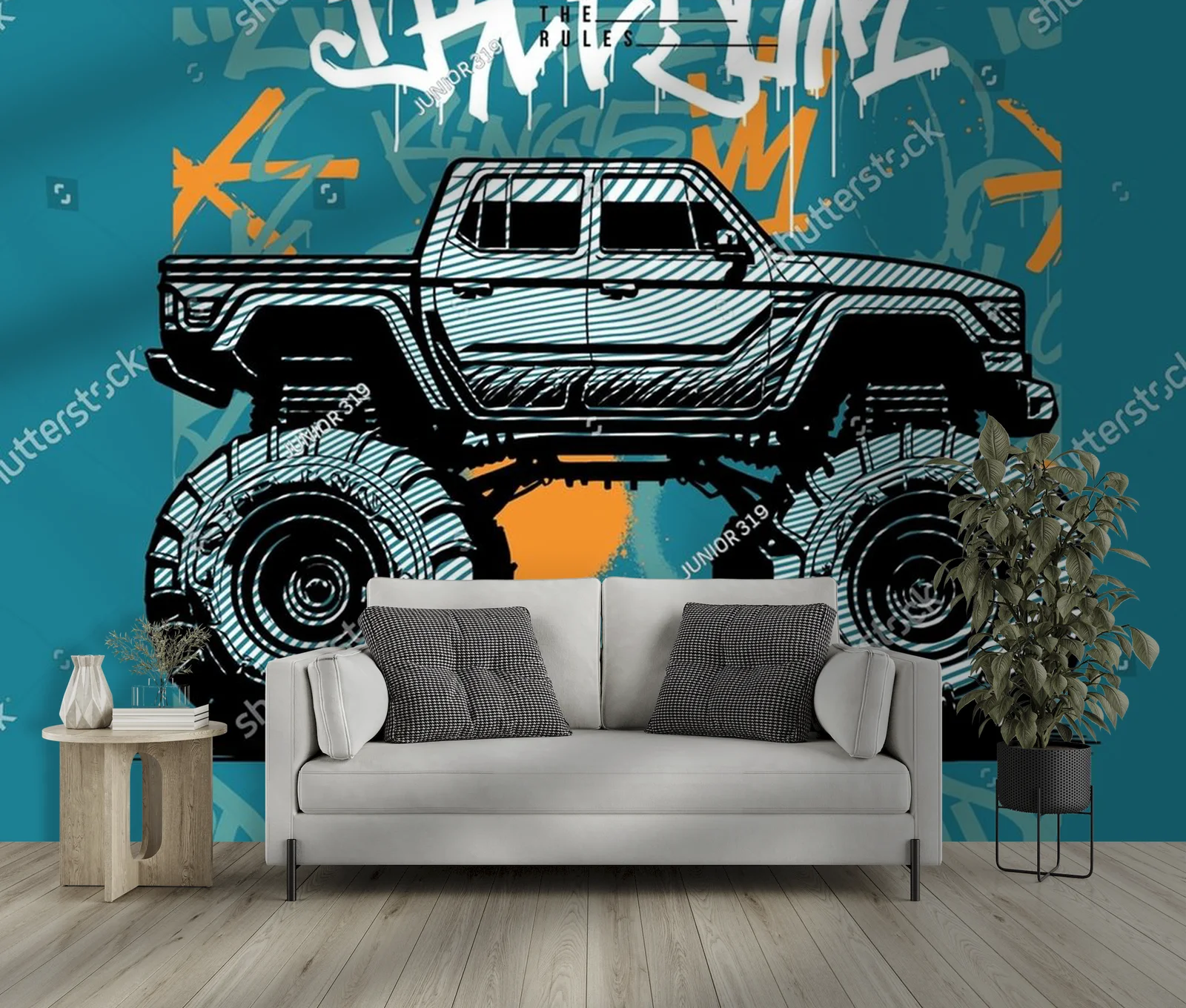 Potężny off-roadowy monster truck w energicznych barwach