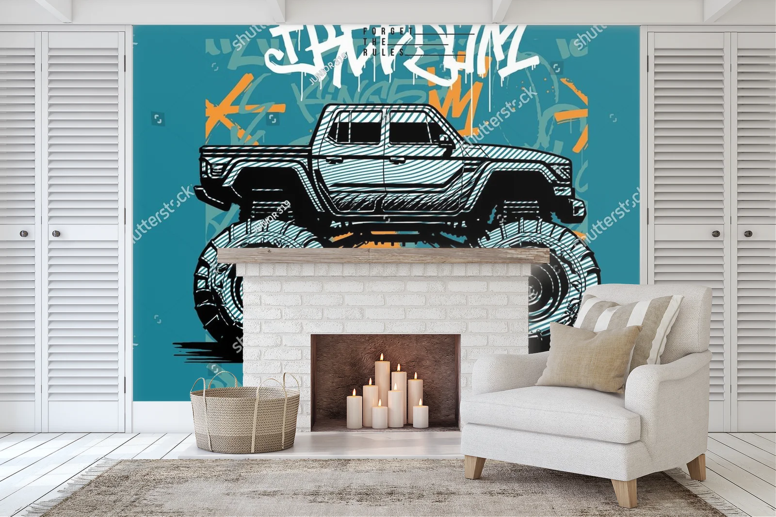 Potężny off-roadowy monster truck w energicznych barwach