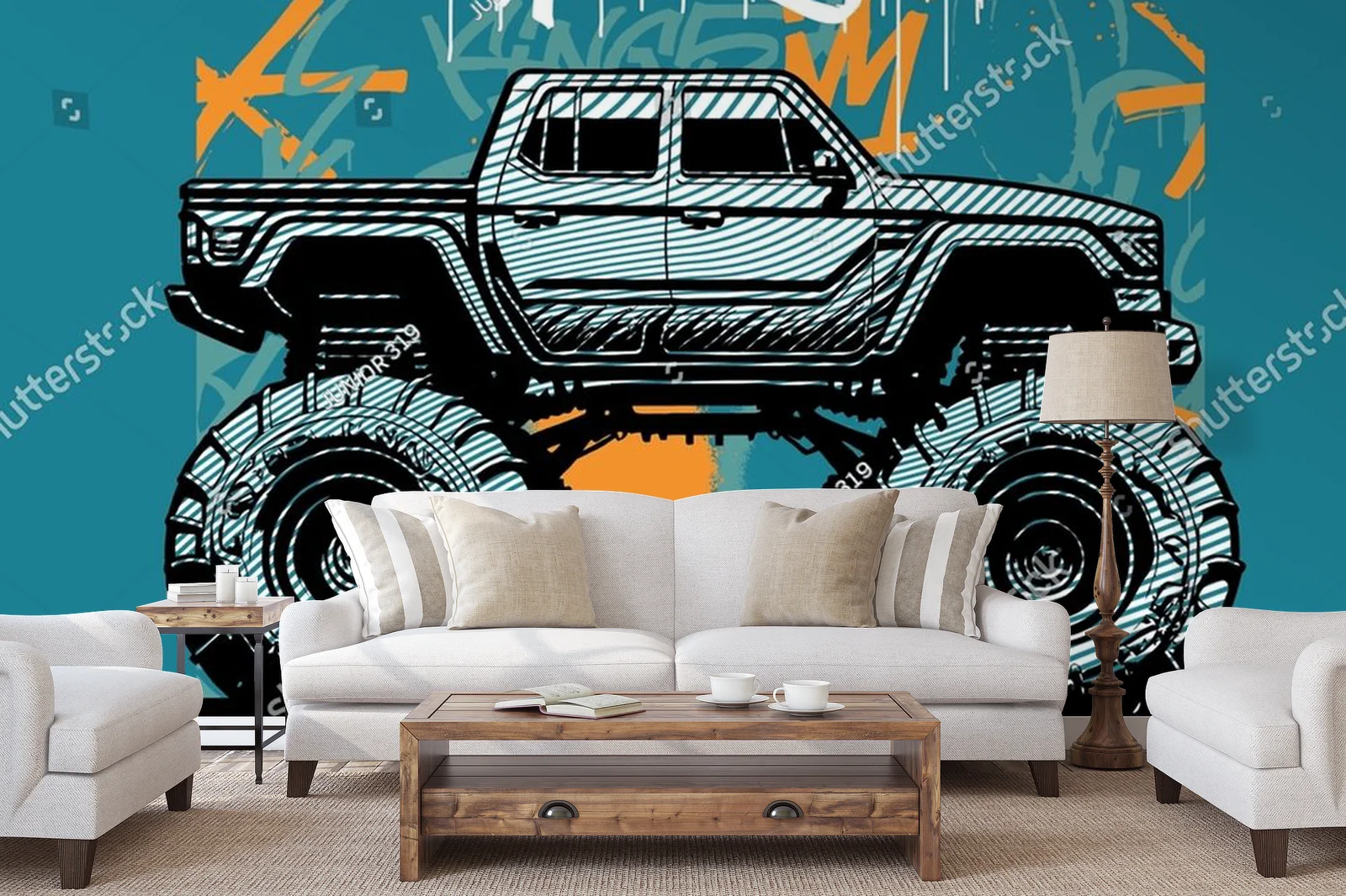 Potężny off-roadowy monster truck w energicznych barwach