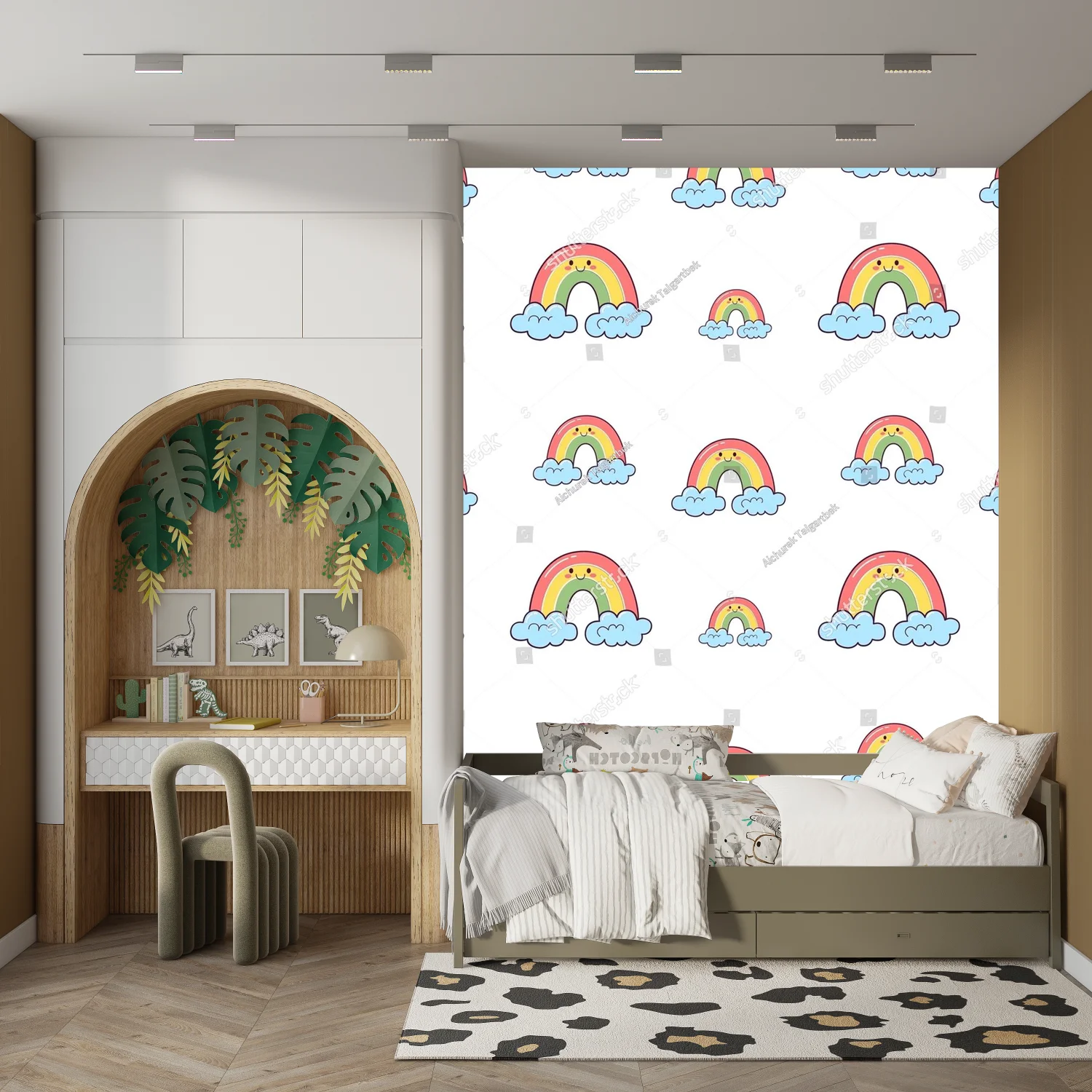 Kawaii tęczowe przygody na białym tle