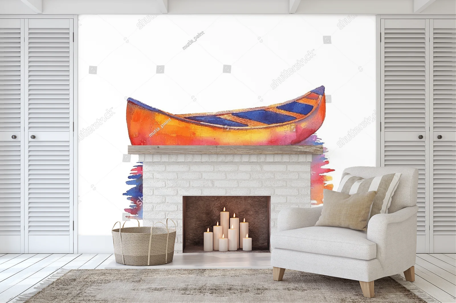 Abstrakcyjna sylwetka canoe w akwarelowym stylu