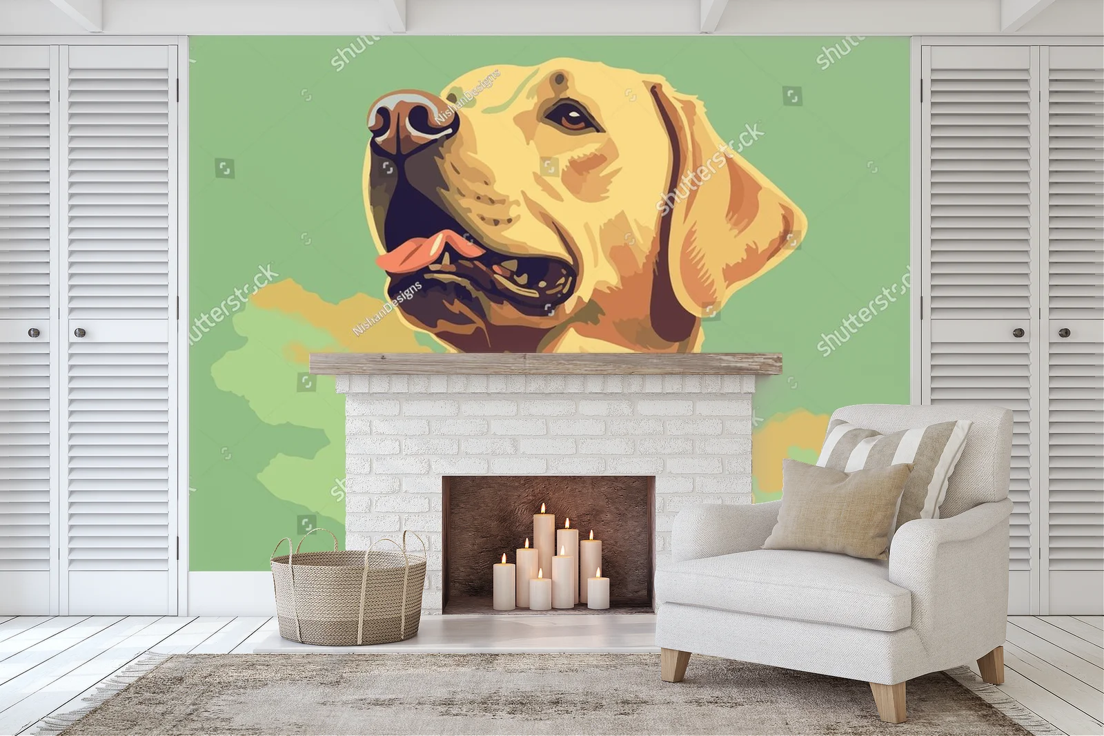 Uroczy labrador w otoczeniu przezroczystych zieleni