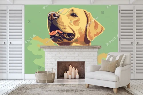 Uroczy labrador w otoczeniu przezroczystych zieleni