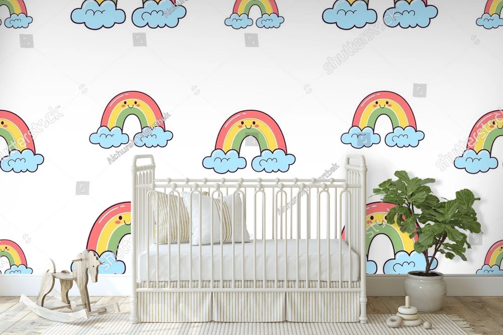 Kawaii tęczowe przygody na białym tle