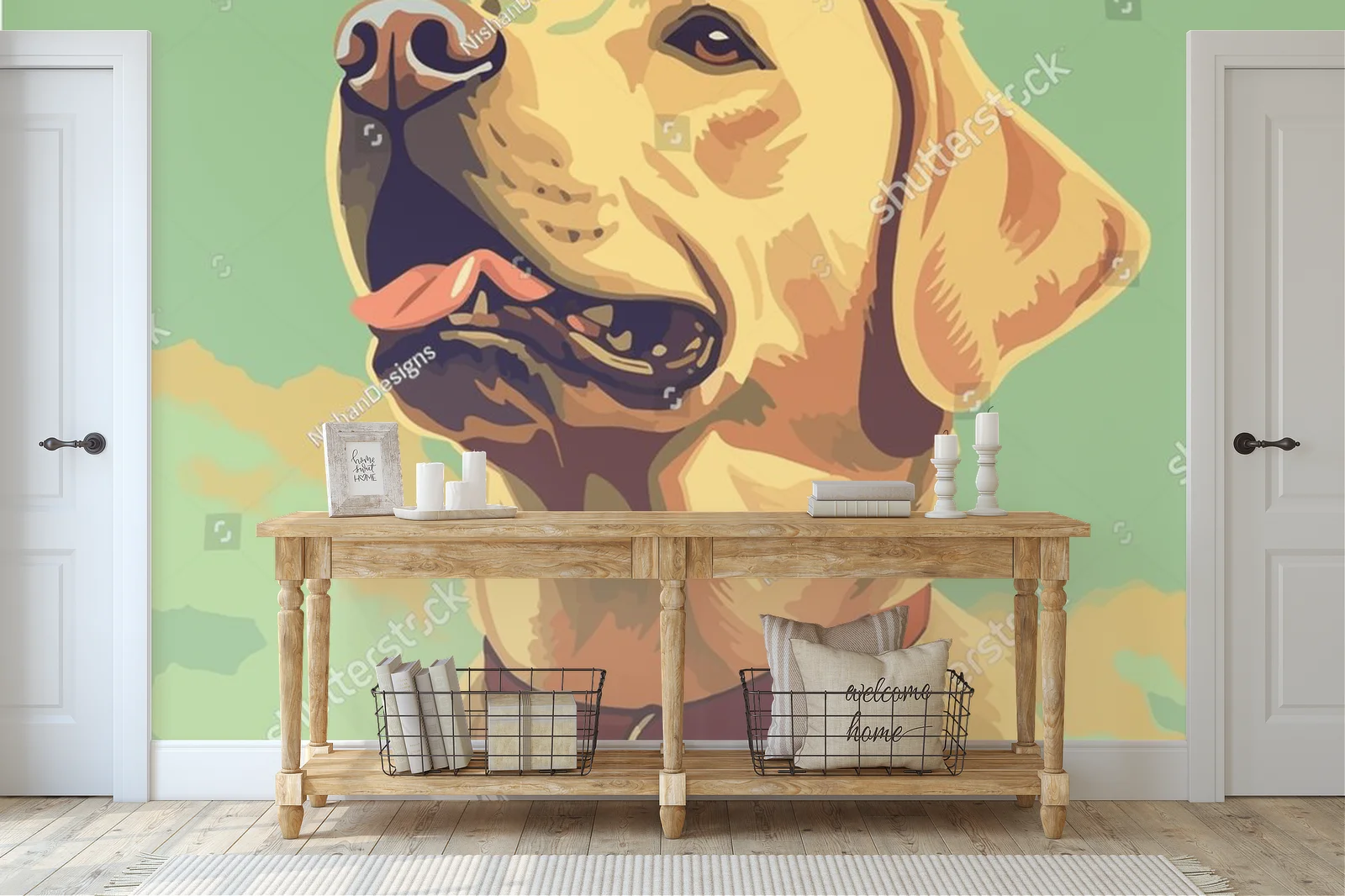 Uroczy labrador w otoczeniu przezroczystych zieleni