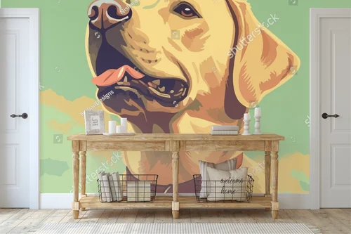 Uroczy labrador w otoczeniu przezroczystych zieleni