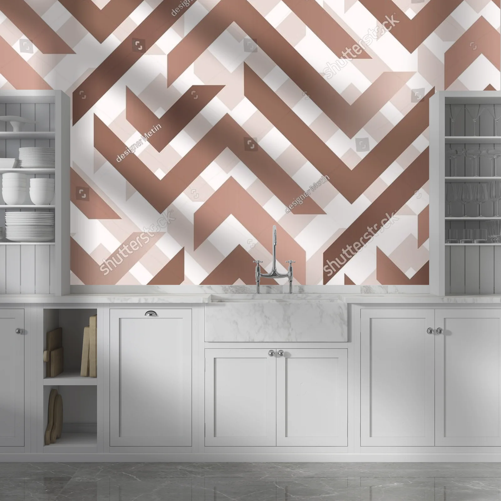 Zigzagowy motyw w odcieniach mocha mousse