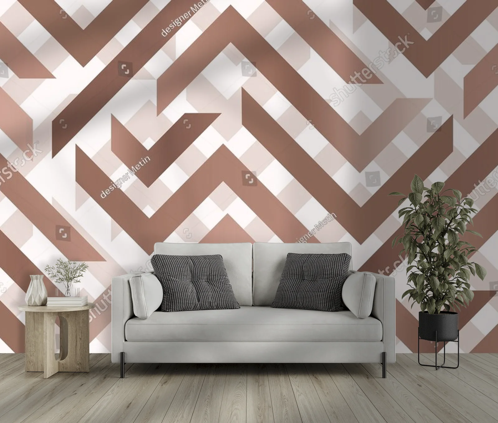 Zigzagowy motyw w odcieniach mocha mousse