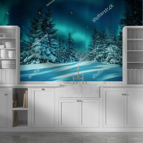 Zjawiskowa nocna aurora nad zjawiskowym lasem