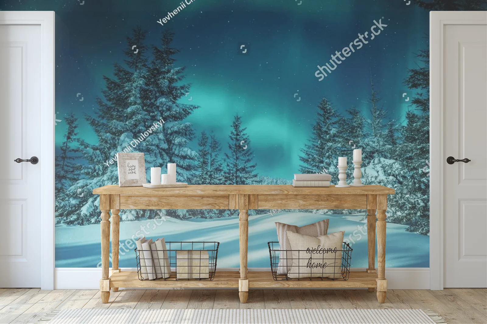 Zjawiskowa nocna aurora nad zjawiskowym lasem