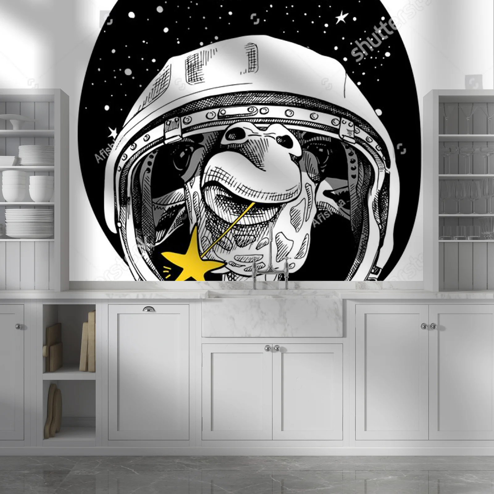 Giraffe in a Cosmic Dream: Retro Astronaut Adventure