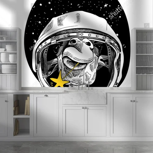 Giraffe in a Cosmic Dream: Retro Astronaut Adventure