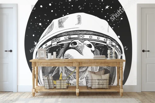 Giraffe in a Cosmic Dream: Retro Astronaut Adventure