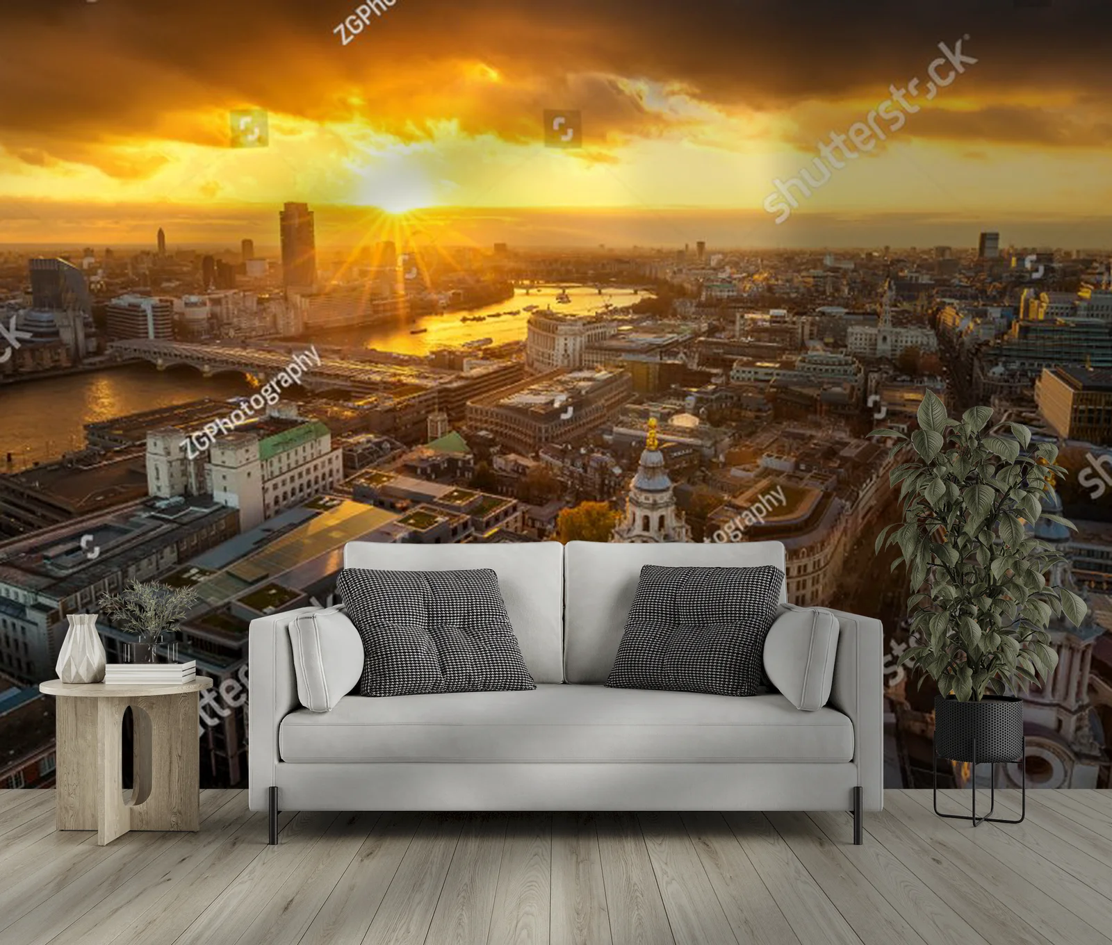 Panoramiczny widok Londynu o zachodzie słońca