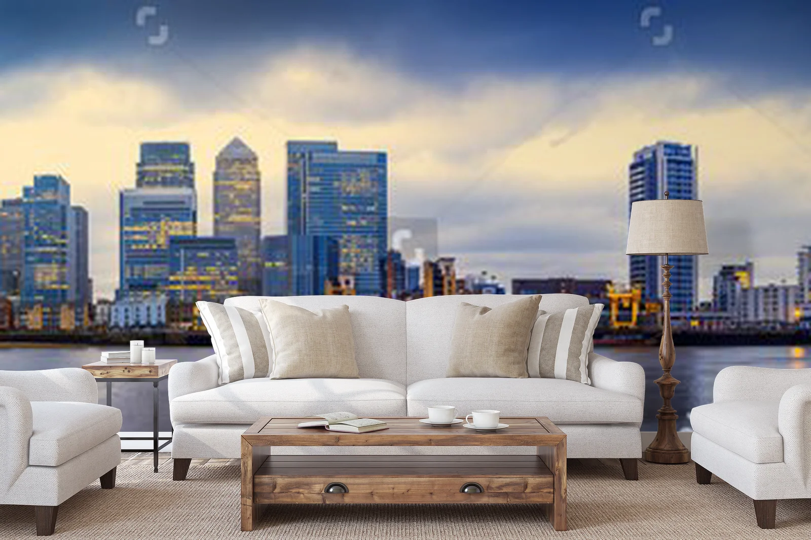 Wizjonerski pejzaż Canary Wharf w blasku nocy