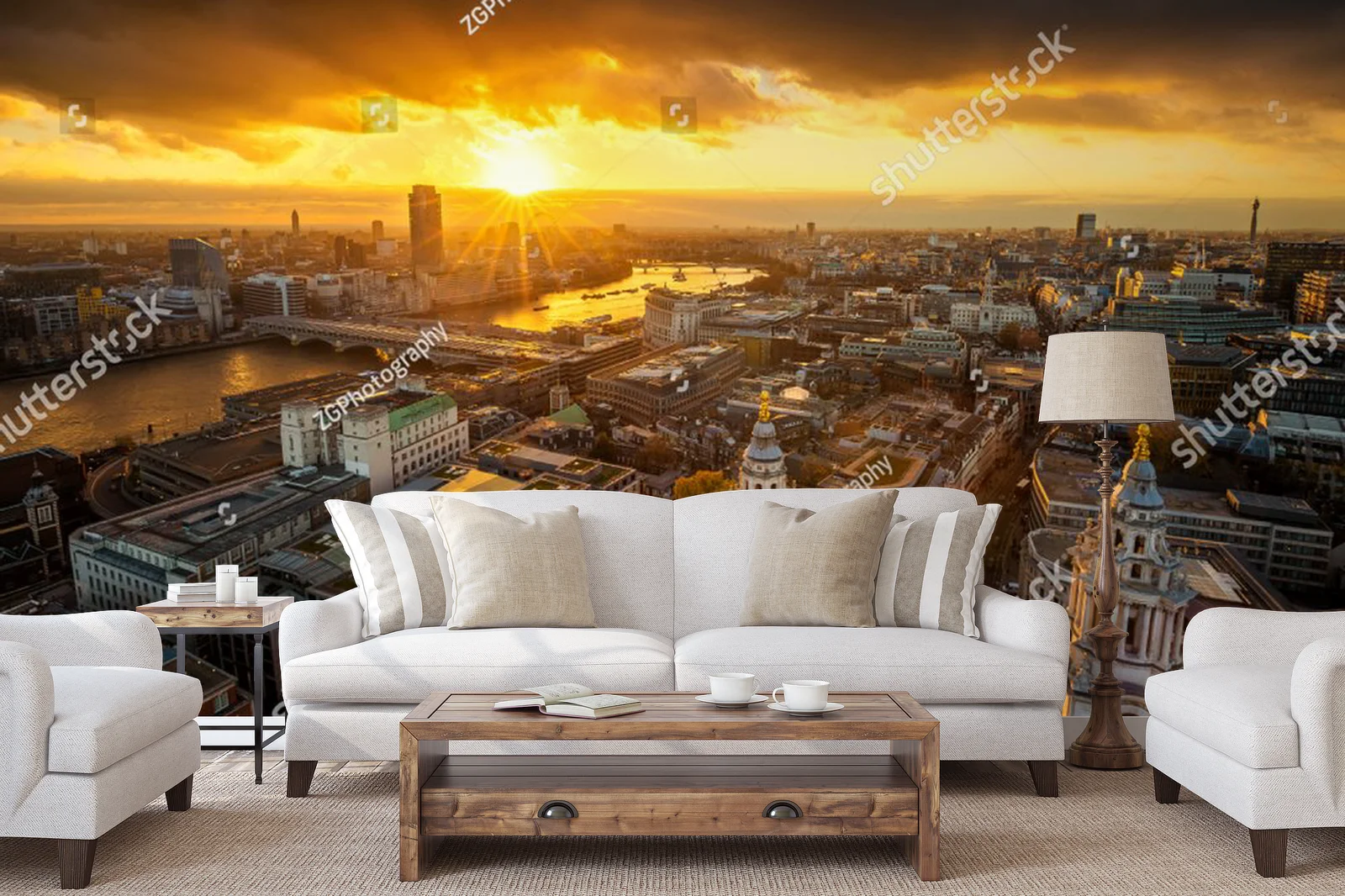 Panoramiczny widok Londynu o zachodzie słońca