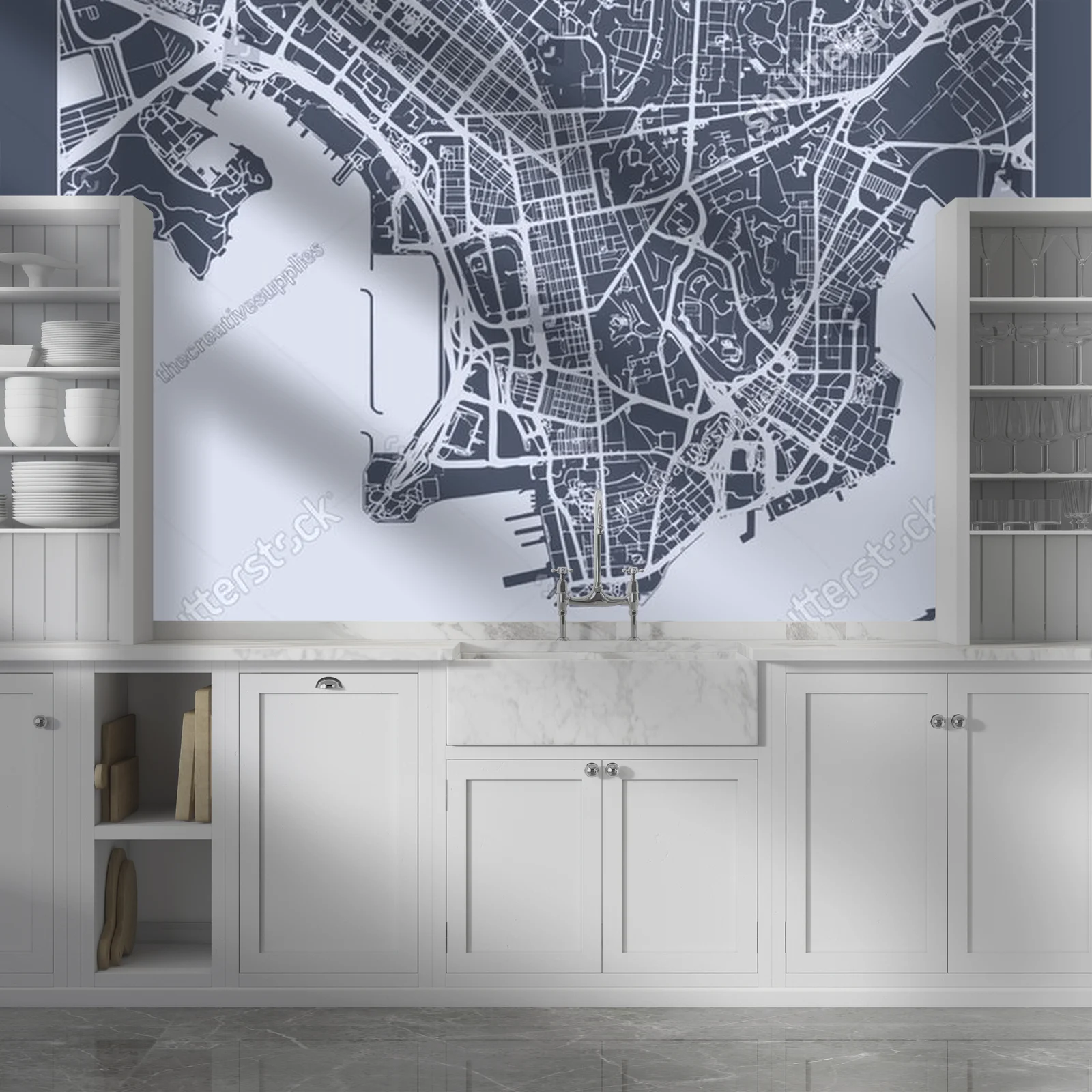 Elegancka mapa Hong Kongu w stonowanych barwach