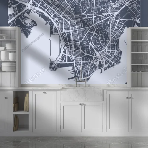 Elegancka mapa Hong Kongu w stonowanych barwach