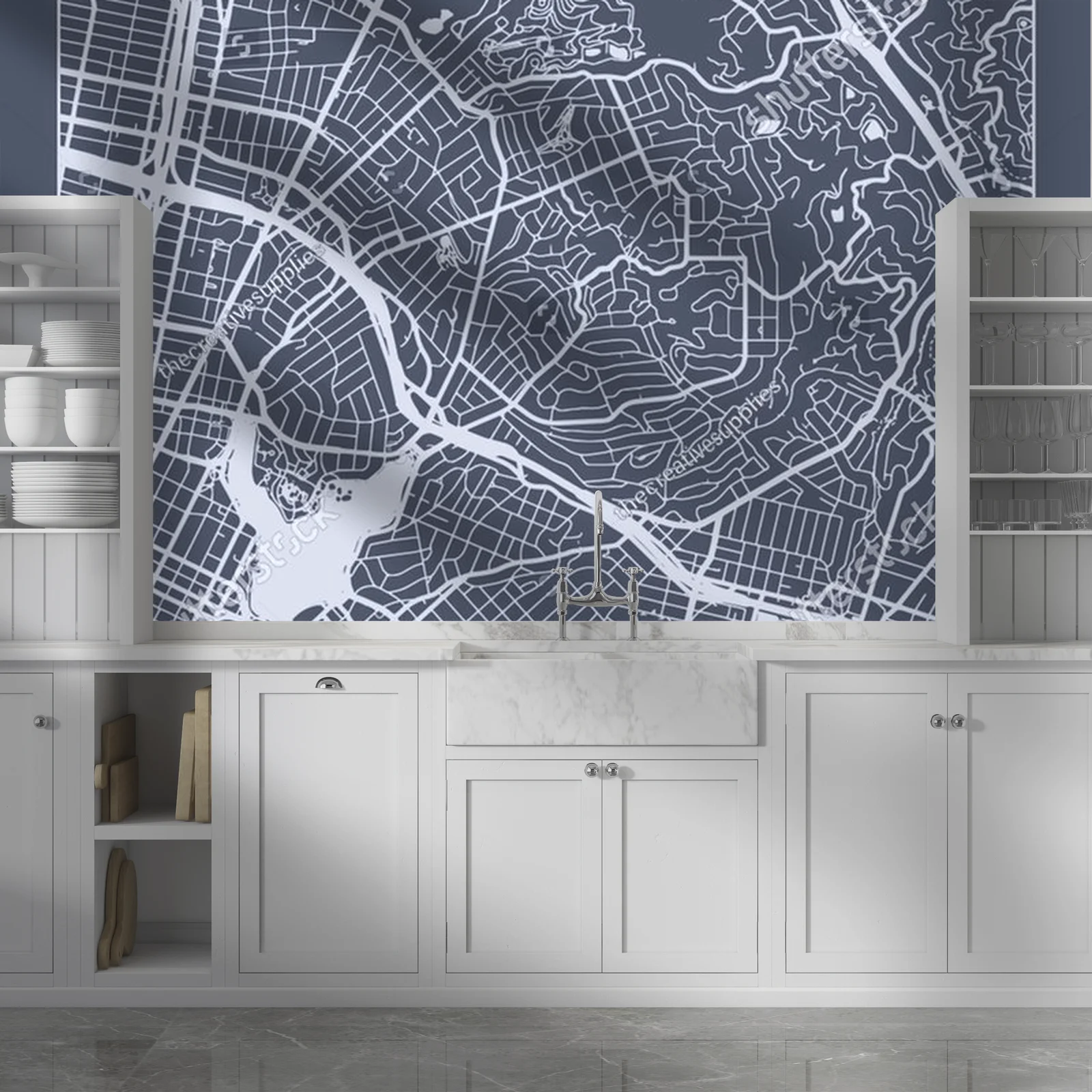 Minimalistyczna mapa Oakland w odcieniach szarości