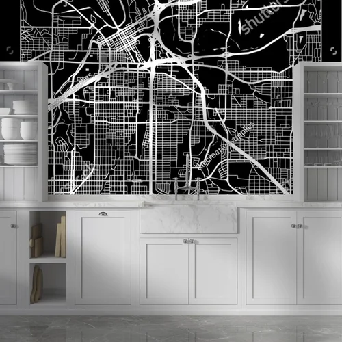 Elegancka mapa Fort Worth w monochromatycznych odcieniach