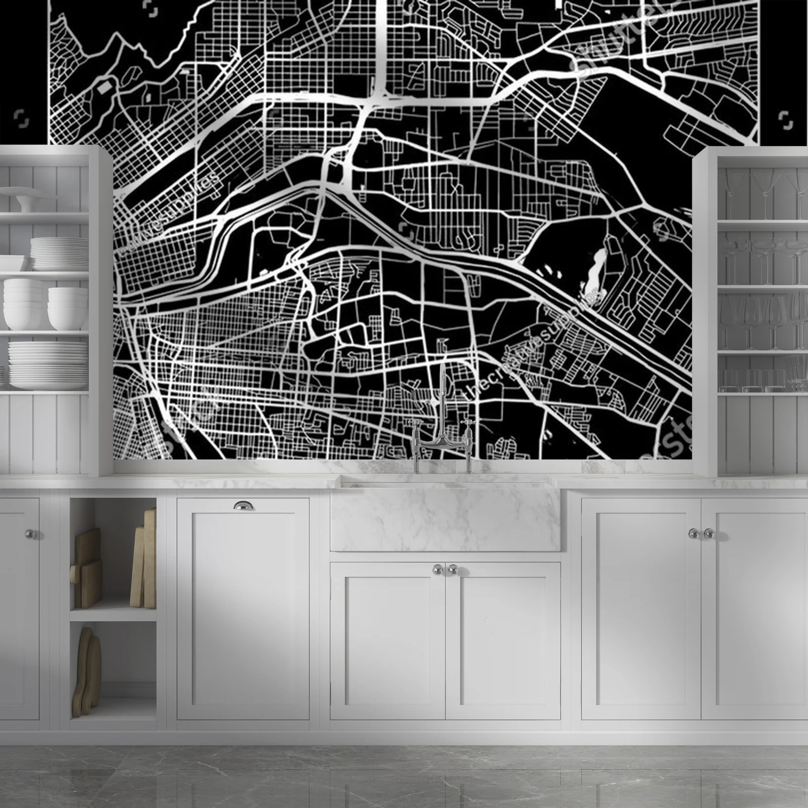 Monochromatyczna mapa miasta El Paso