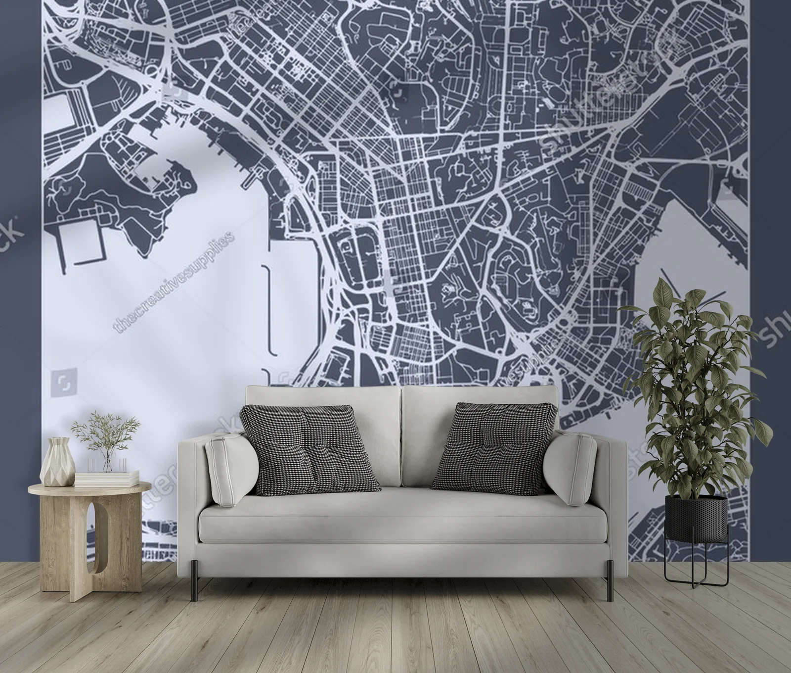 Elegancka mapa Hong Kongu w stonowanych barwach