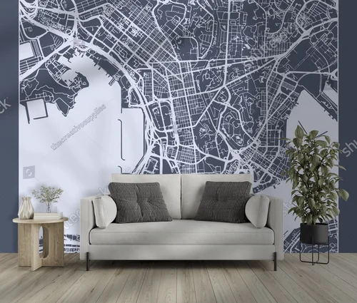 Elegancka mapa Hong Kongu w stonowanych barwach