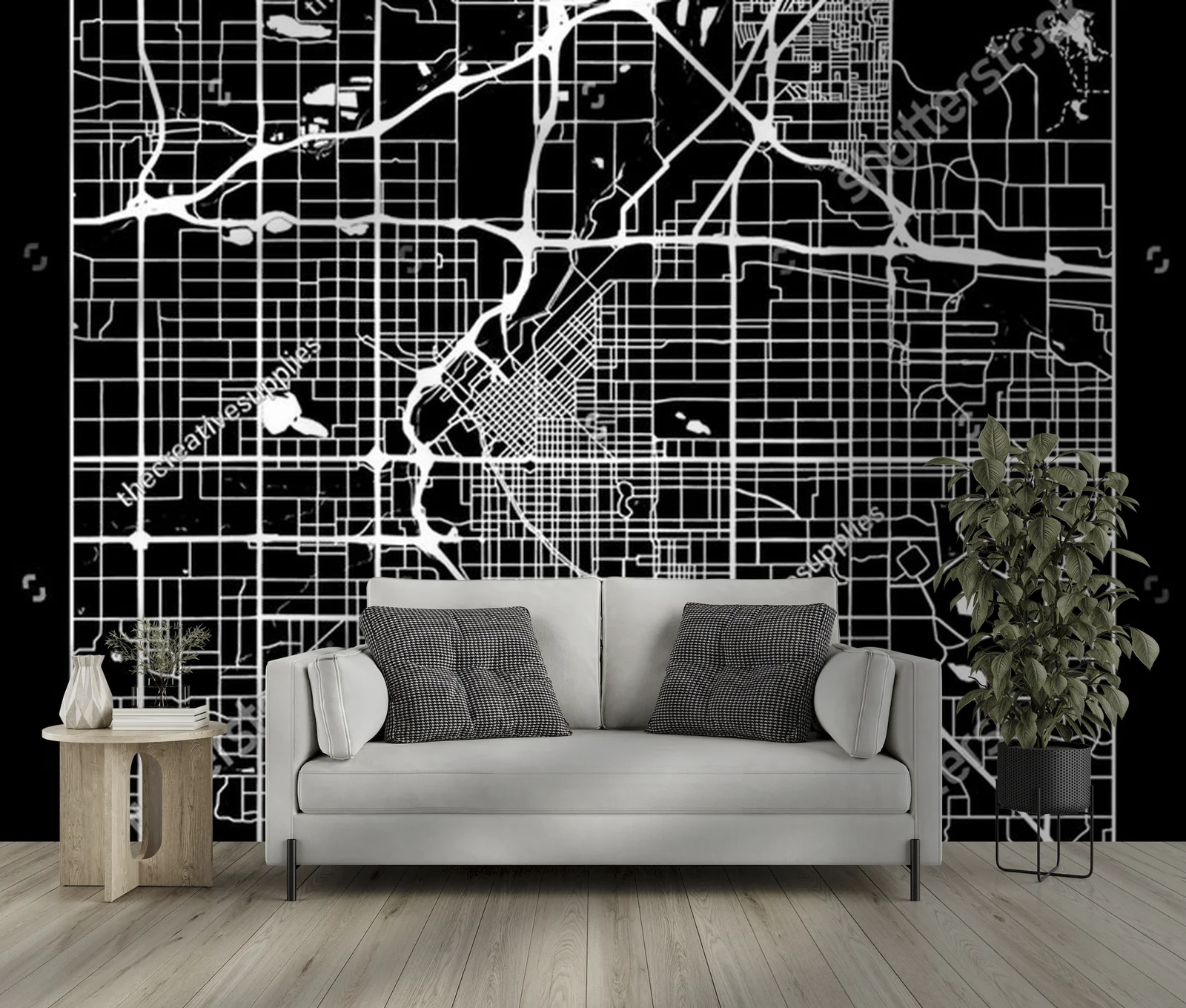 Nowoczesna czarno-biała mapa Denver