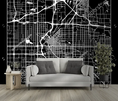 Nowoczesna czarno-biała mapa Denver