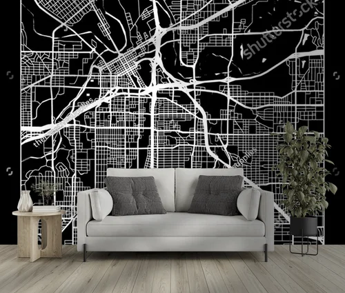 Elegancka mapa Fort Worth w monochromatycznych odcieniach