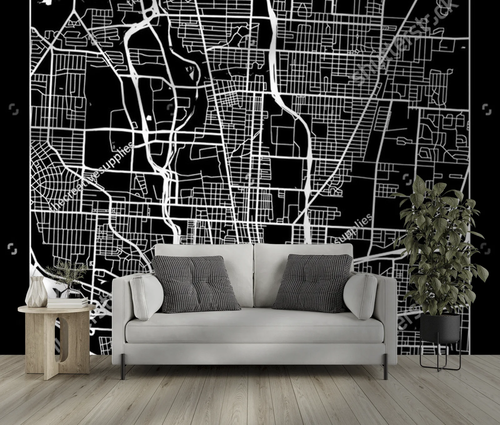 Elegancka mapa Columbus w monochromatycznych odcieniach