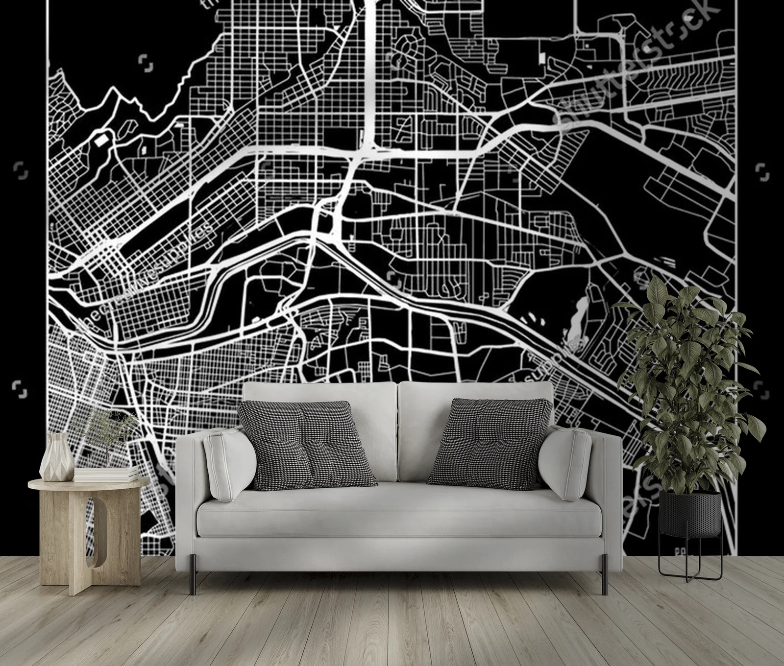 Monochromatyczna mapa miasta El Paso