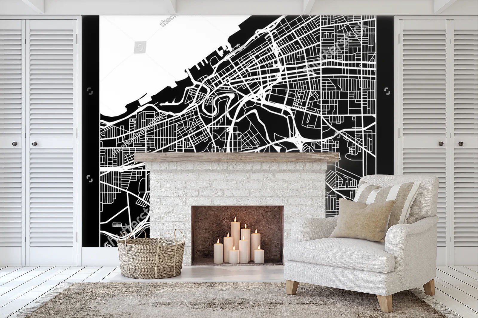 Stylowa mapa Cleveland w monochromatycznej harmonii