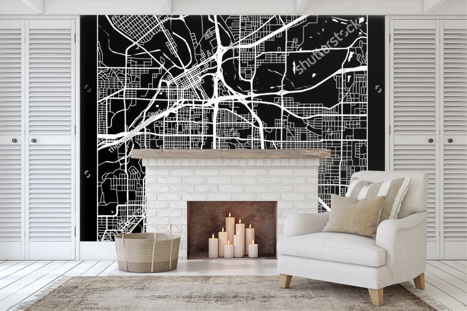 Elegancka mapa Fort Worth w monochromatycznych odcieniach