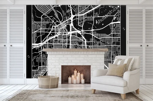 Elegancka mapa Fort Worth w monochromatycznych odcieniach