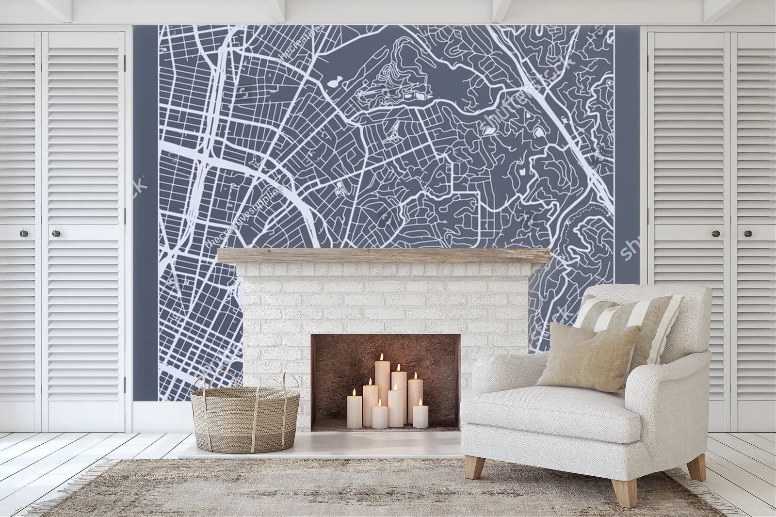 Minimalistyczna mapa Oakland w odcieniach szarości