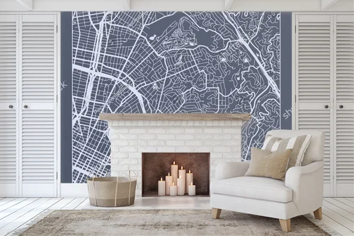 Minimalistyczna mapa Oakland w odcieniach szarości