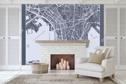 Elegancka mapa Hong Kongu w stonowanych barwach