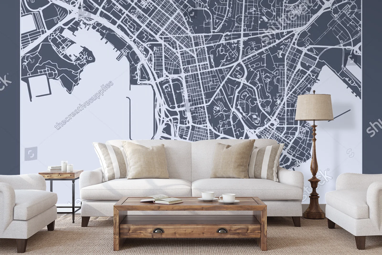 Elegancka mapa Hong Kongu w stonowanych barwach